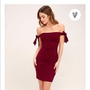 🔥🔥HOST PIC🔥🔥Wine Red Off the Shoulder Dress